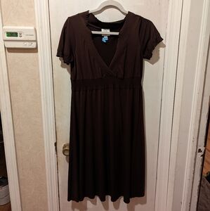 Suzi Chin for Maggy boutique brown short sleeve midi dress, size 2